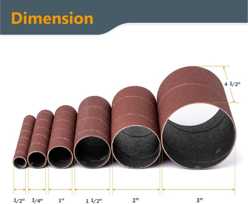 POWERTEC4.5" length x 6 different Diameter Sanding Sleeves 80 Grit (11204) gallery