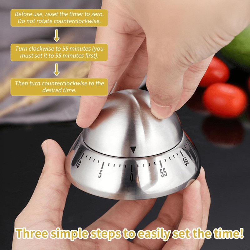 Mechanical Kitchen Timer, Wind Up 60 Minutes Manual Countdown for Classroom, ... gallery