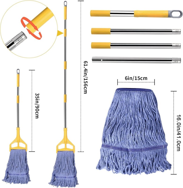 Commercial Mop with Extra Head Replacement, 63Inch Handle Heavy Duty Industri... gallery