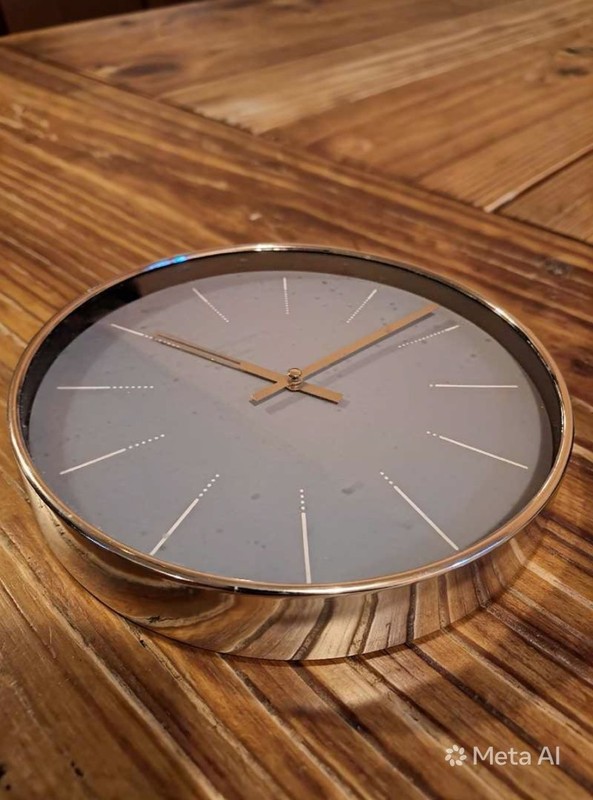 MCS Industries 12" Round Wall Clock Gray Chrome Modern Minimalist Quartz 2018 gallery