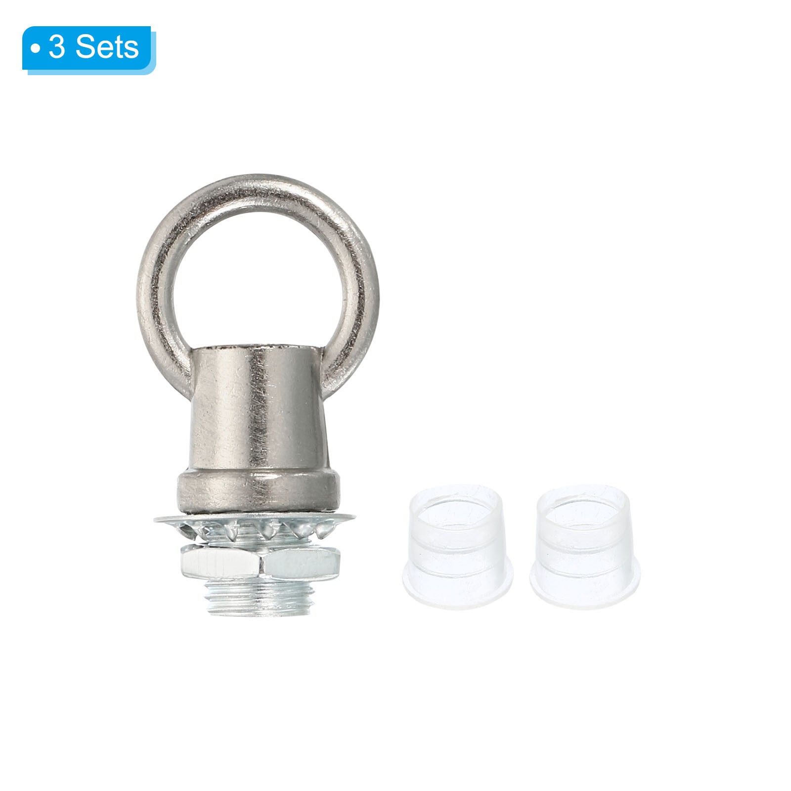 3set 8kg M10 Thread Lifting Eye Nut Female Loop Holder Hook Ring Nickle Color gallery