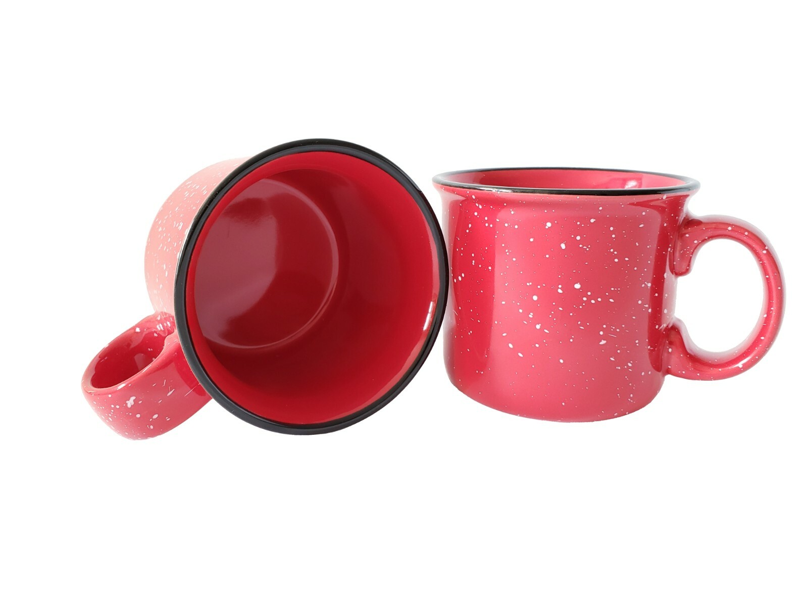 14oz Ceramic Campfire Coffee Mugs Set of 4, Red with Speckled Finish gallery