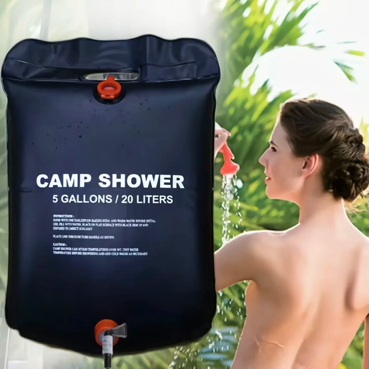 20L Solar Camping Shower Bag Foldable Portable with Shower Head & Handle gallery