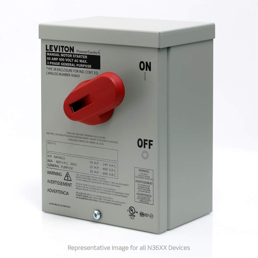 Leviton 60 Amp, 600 Volt, Toggle In Type 3R Enclosure, Double-Pole, AC Motor ... gallery