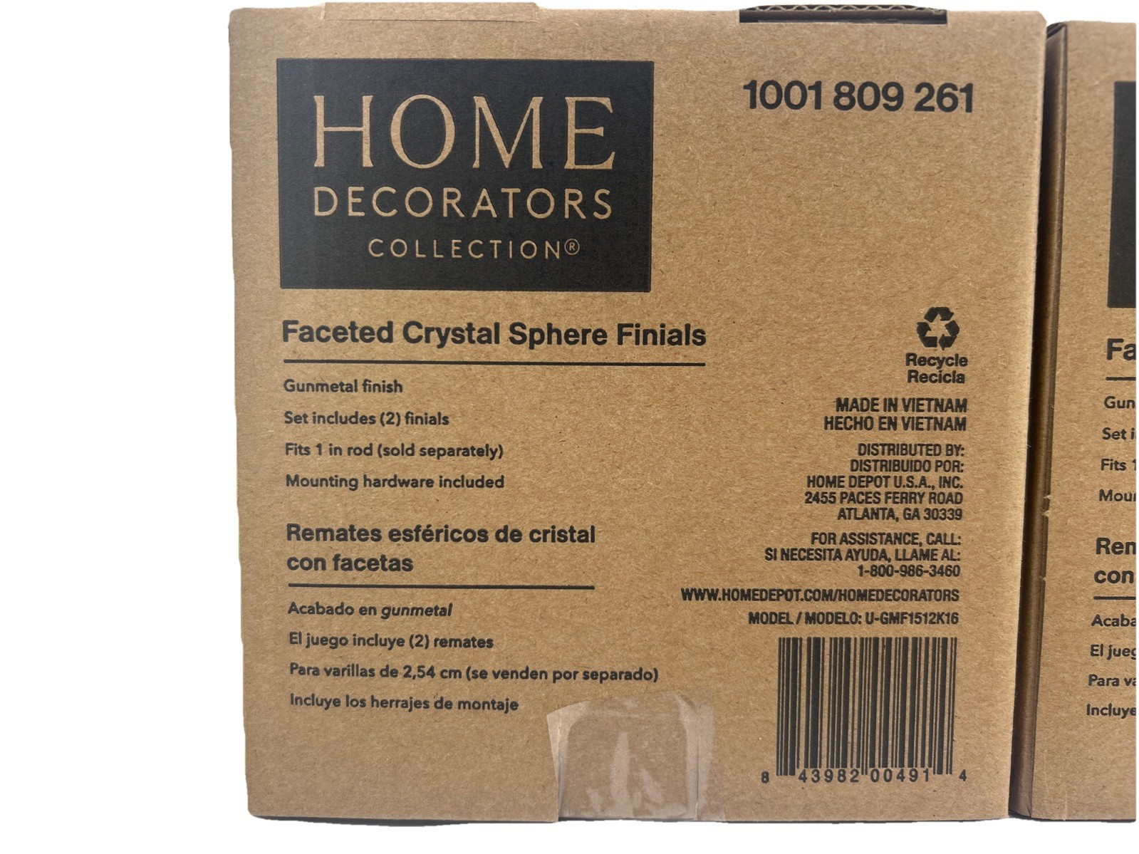 Faceted Crystal Sphere Curtain Rod Finials- Gunmetal - (4 Total Finals) gallery