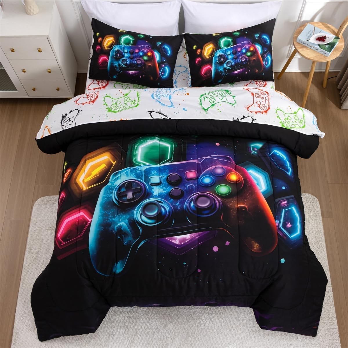 Game Console Comforter Set for Boys Girls Kids Space Universe Gaming Geometri... gallery