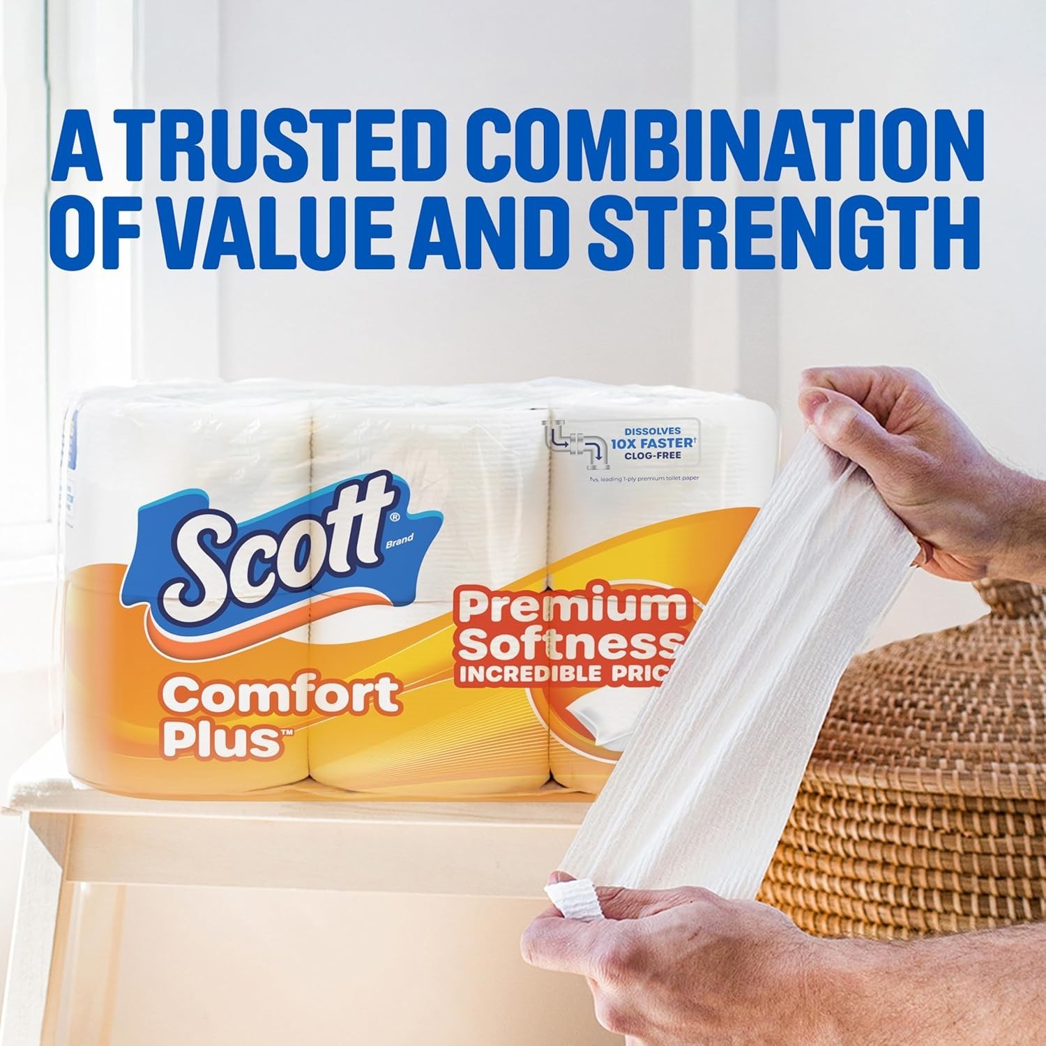 Scott ComfortPlus Toilet Paper, 12 Triple Rolls, 231 Sheets per Roll, Septic gallery