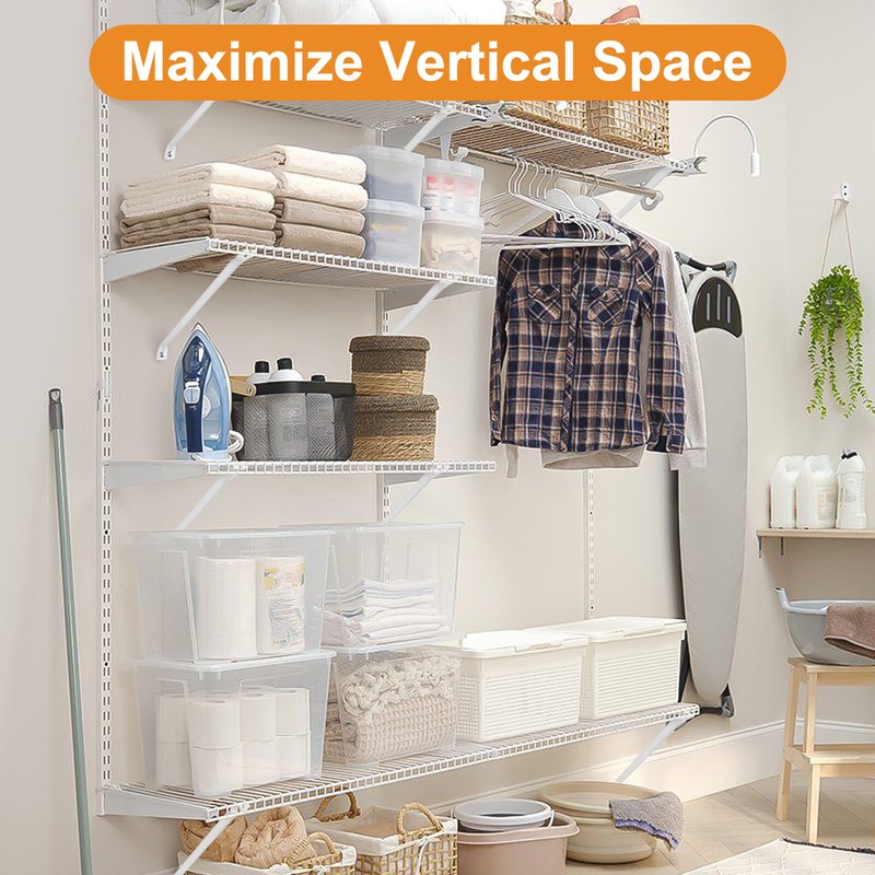 4 PCS 16in Wire Shelf Support Brackets for 12in Deep Closet Shelving with Screws gallery
