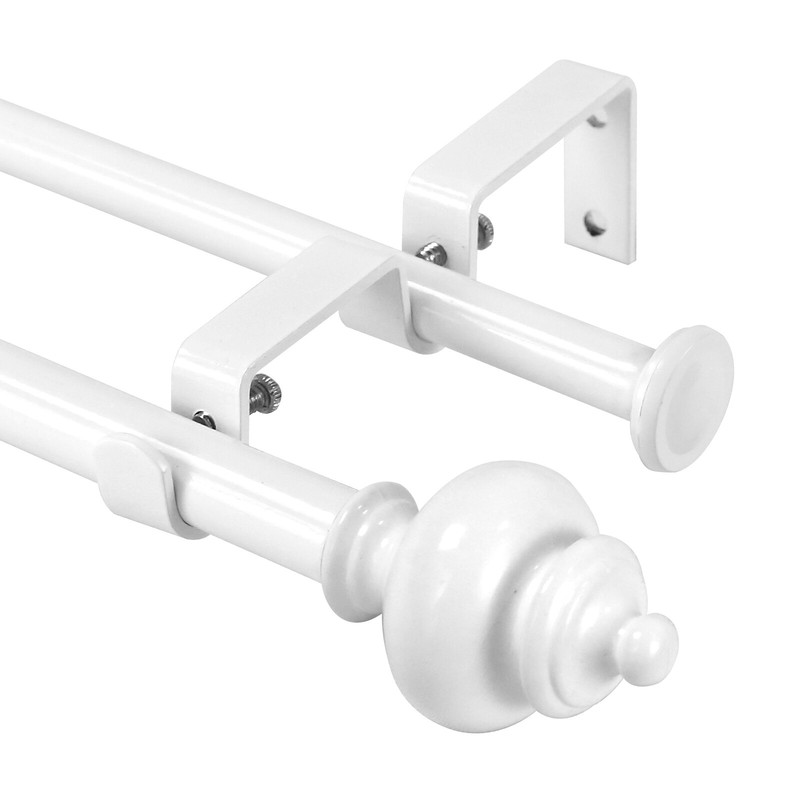 5/8" Round Urn Adjustable Double Drapery Curtain Rod, 28"-48"/48"-84",84"-120" gallery
