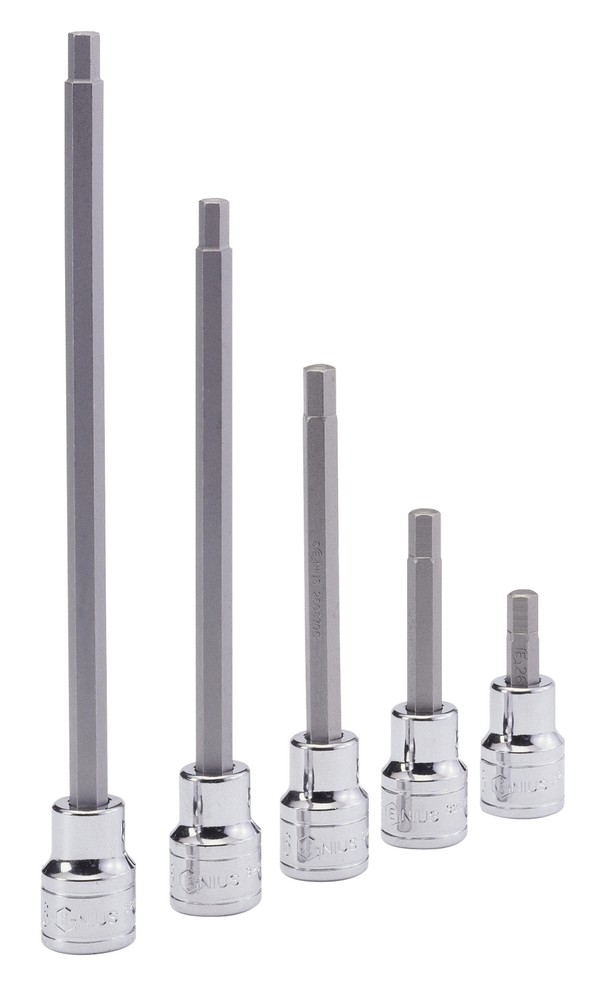 Genius Tools 1/2" Dr. 5mm Hex Bit Socket, 110mmL - 408+2535