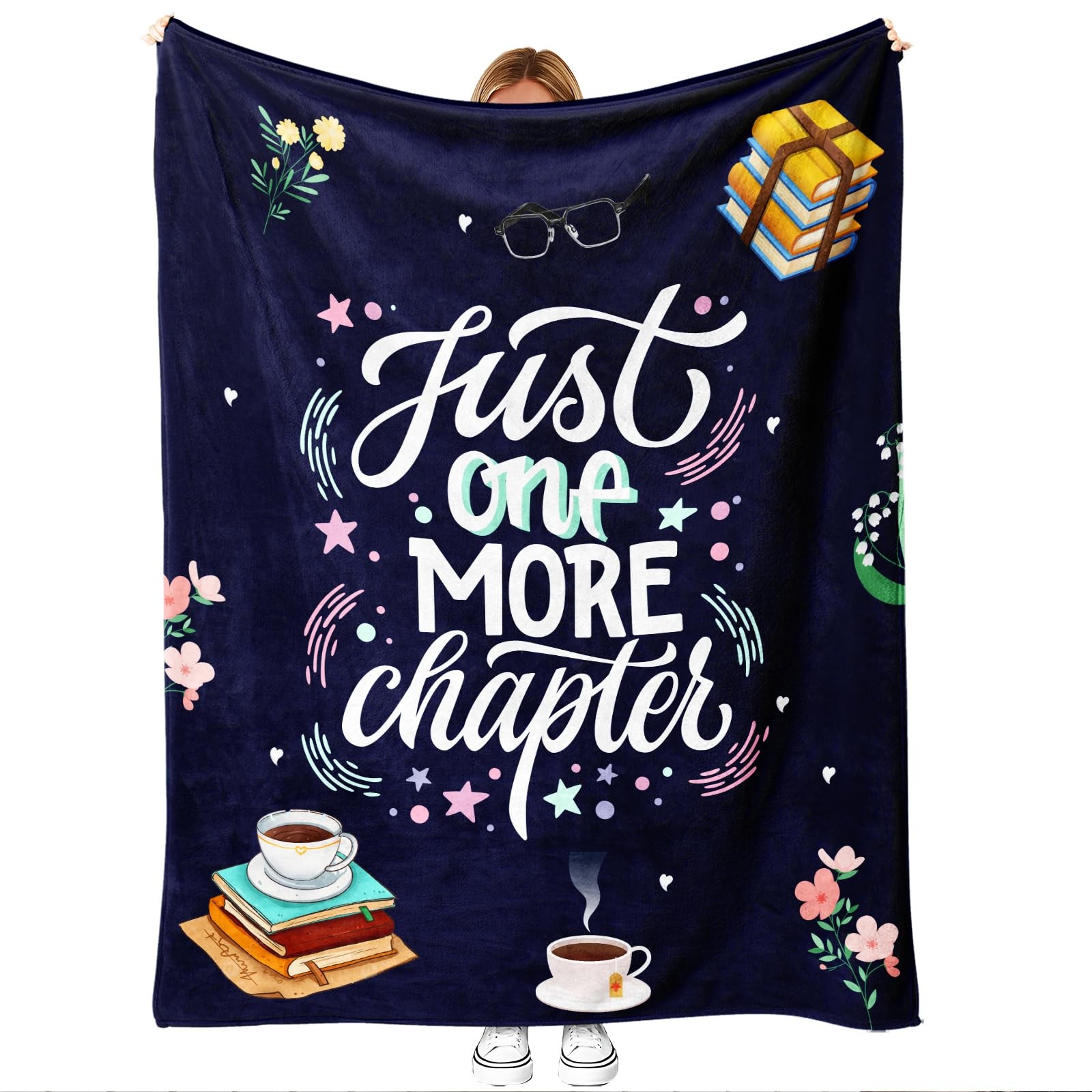 50x60" "Just One More Chapter" Flannel Reading Throw Blanket for Book Lovers gallery