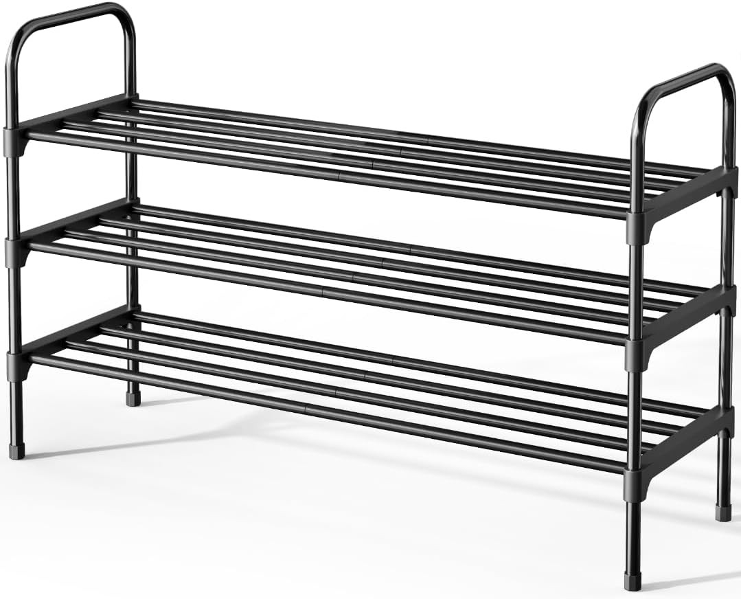 Shoe Rack 3-Tier Space-Saving Shoe Organizer & Shoe Shelf W/ Handle Easy gallery