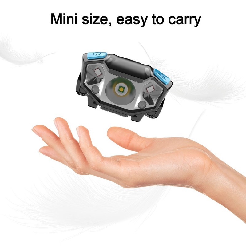 Mini Strong LED Headlamp Work Light Wave Sensor Red Light USB Rechargeable Lamp gallery