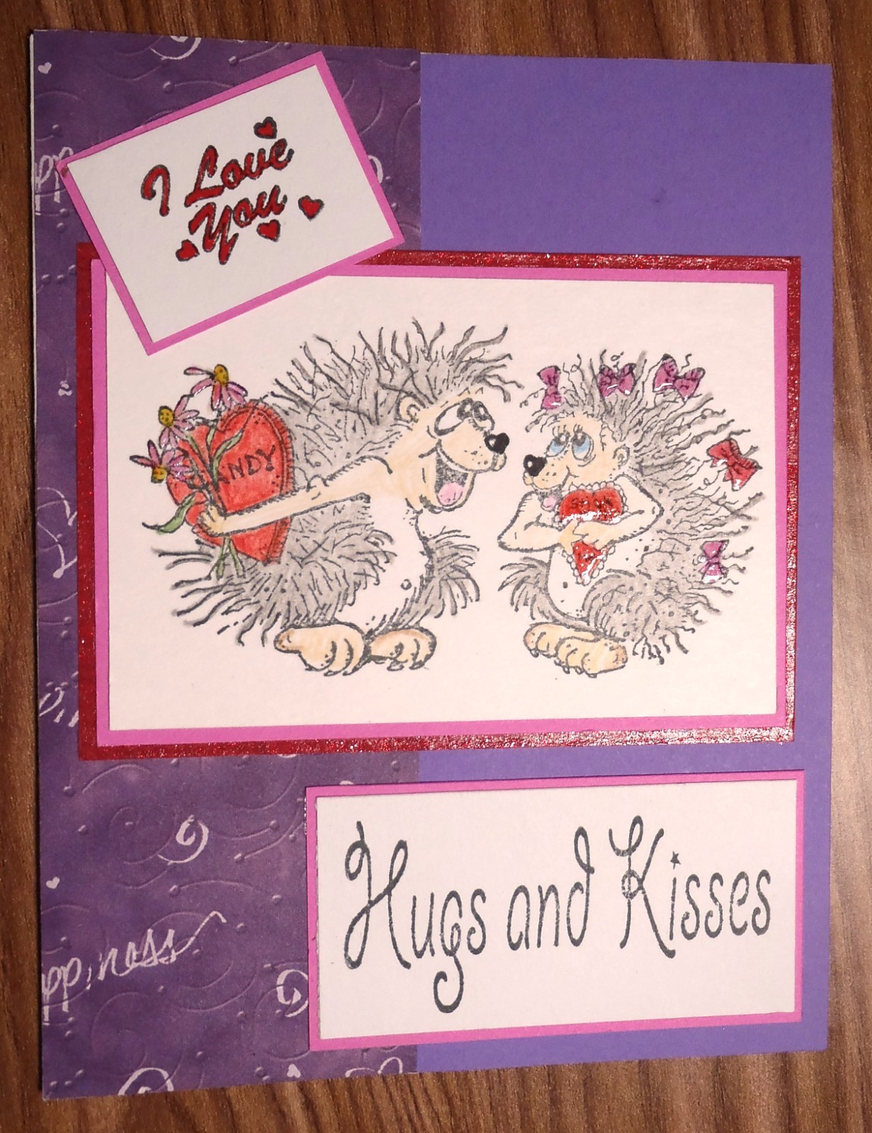 Handmade Any/All Occasion Greeting Card Hedgehog Hugs kisses Anniversary heart gallery