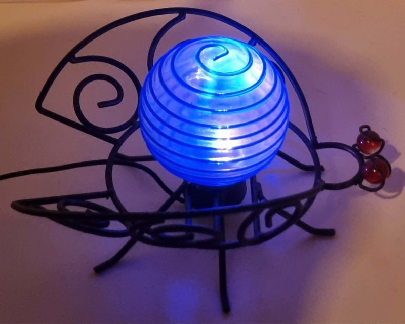 Vintage 1990’s Multicoloured Bug Light Lamp Blown Glass Shade Iron Frame gallery