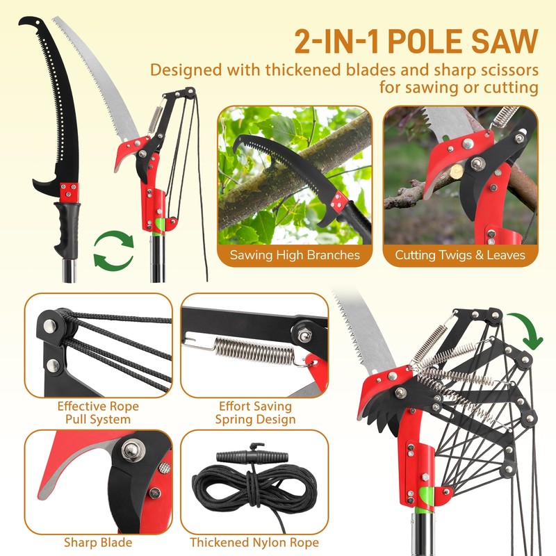26FT Telescopic Branch Tree Pruner 2-in-1 Pole Saw Detached Trimmer Pruning US gallery