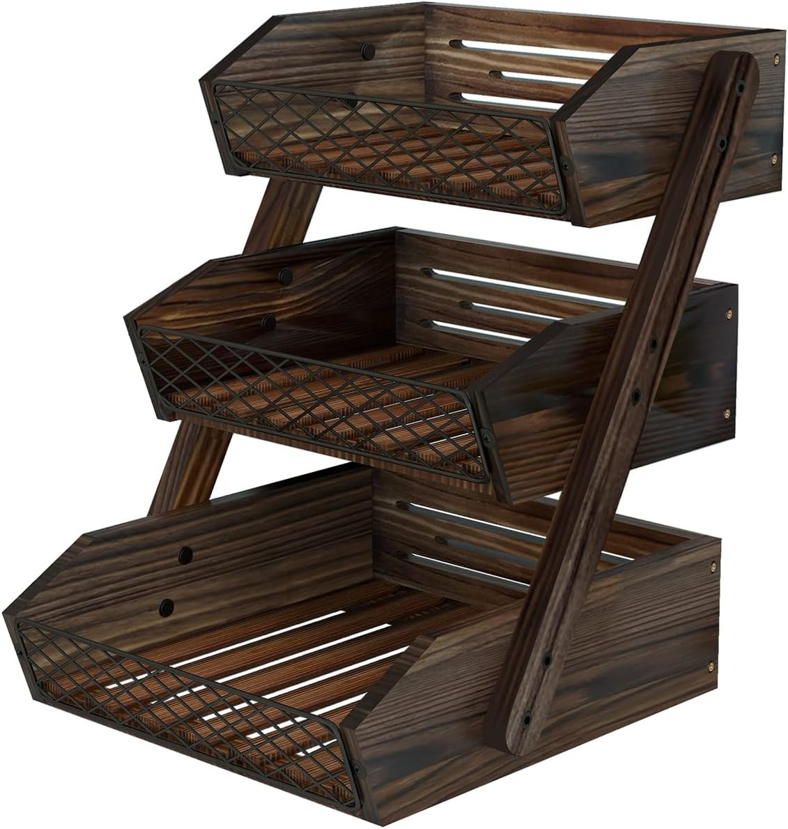 Fruit Basket for Kitchen, 3 Tier Fruit Bowl for Kitchen Counter,Wooden Vegetable gallery