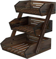 Fruit Basket for Kitchen, 3 Tier Fruit Bowl for Kitchen Counter,Wooden Vegetable