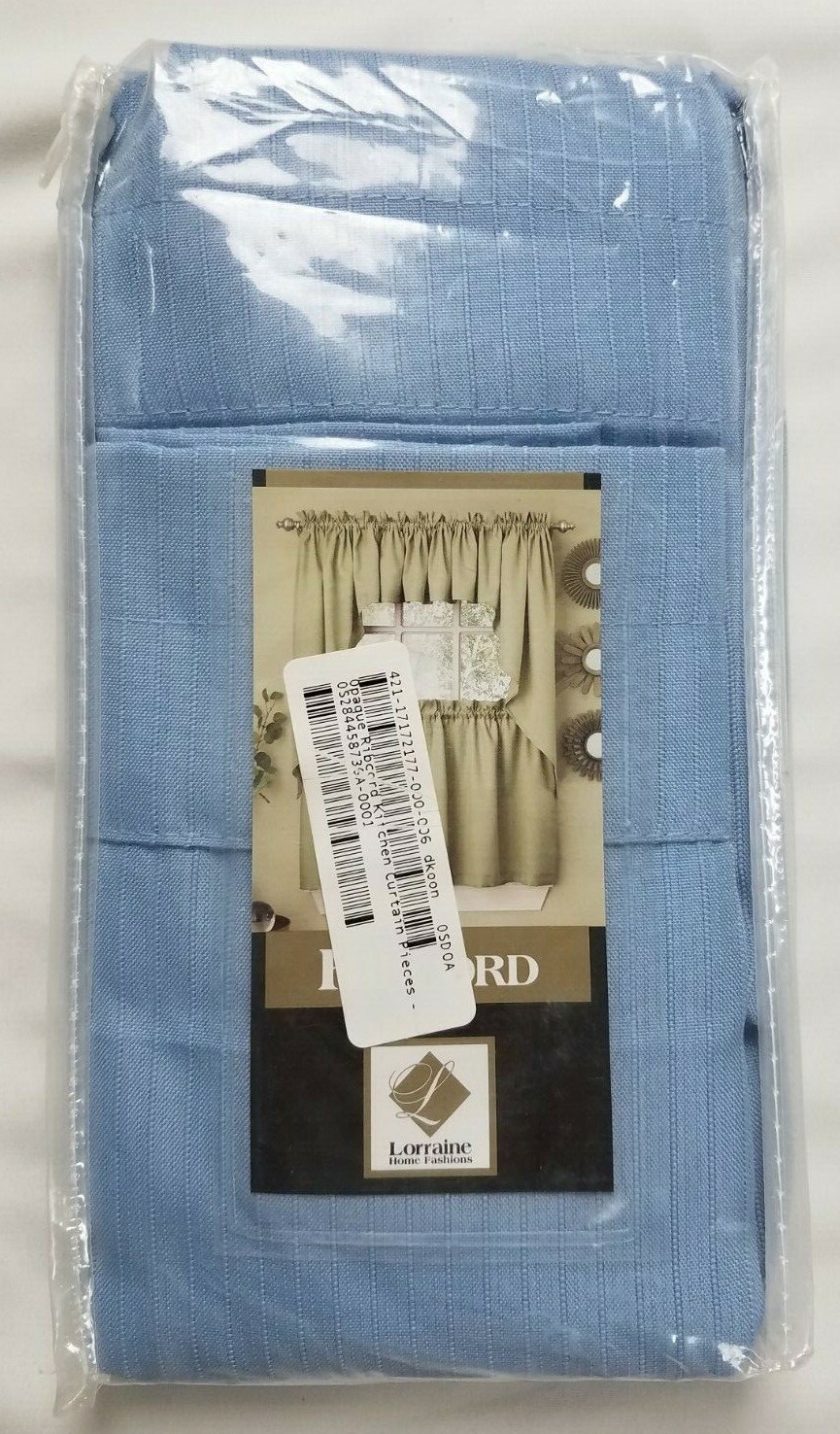 Lorraine Ribcord Solid Color Kitchen Tier Curtain Pair 54W x 36L Blue NWT gallery