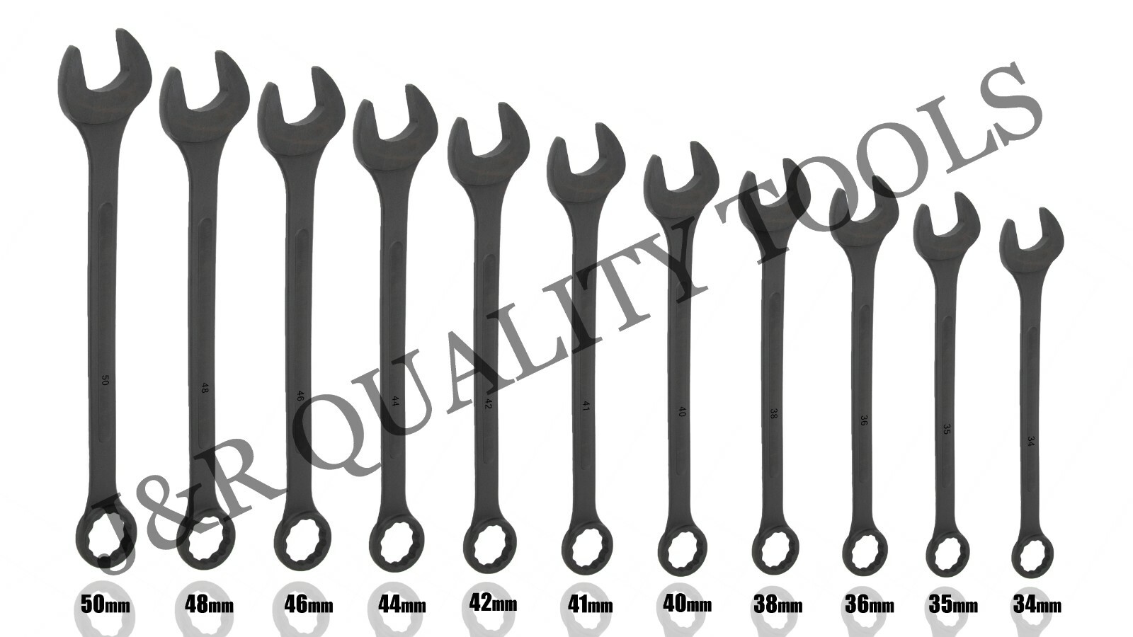 VCT 11 PC Jumbo Combo Wrench MM Set Black-Oxide 34-50 MM W/Carrying Pouch gallery