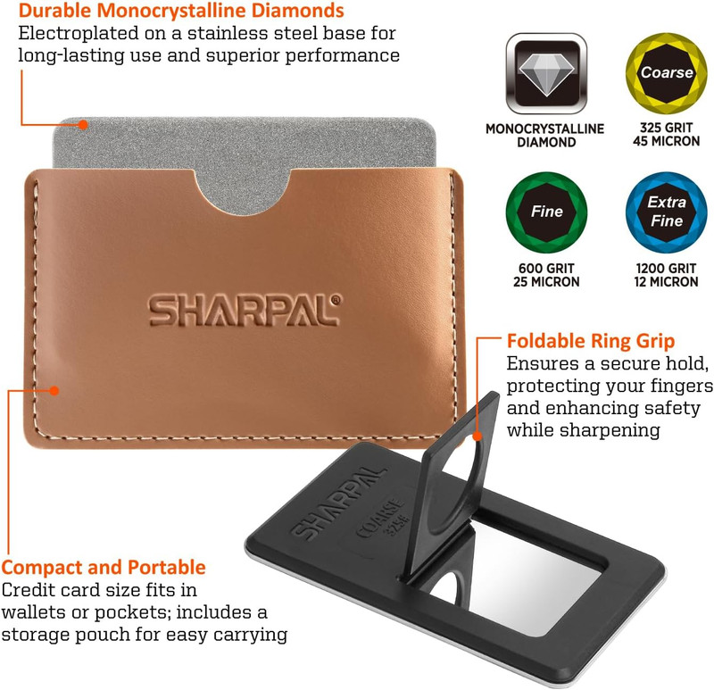 SHARPAL 116N Pocket Diamond Sharpening Card, Coarse(325)/Medium(600)/Fine(1200) gallery