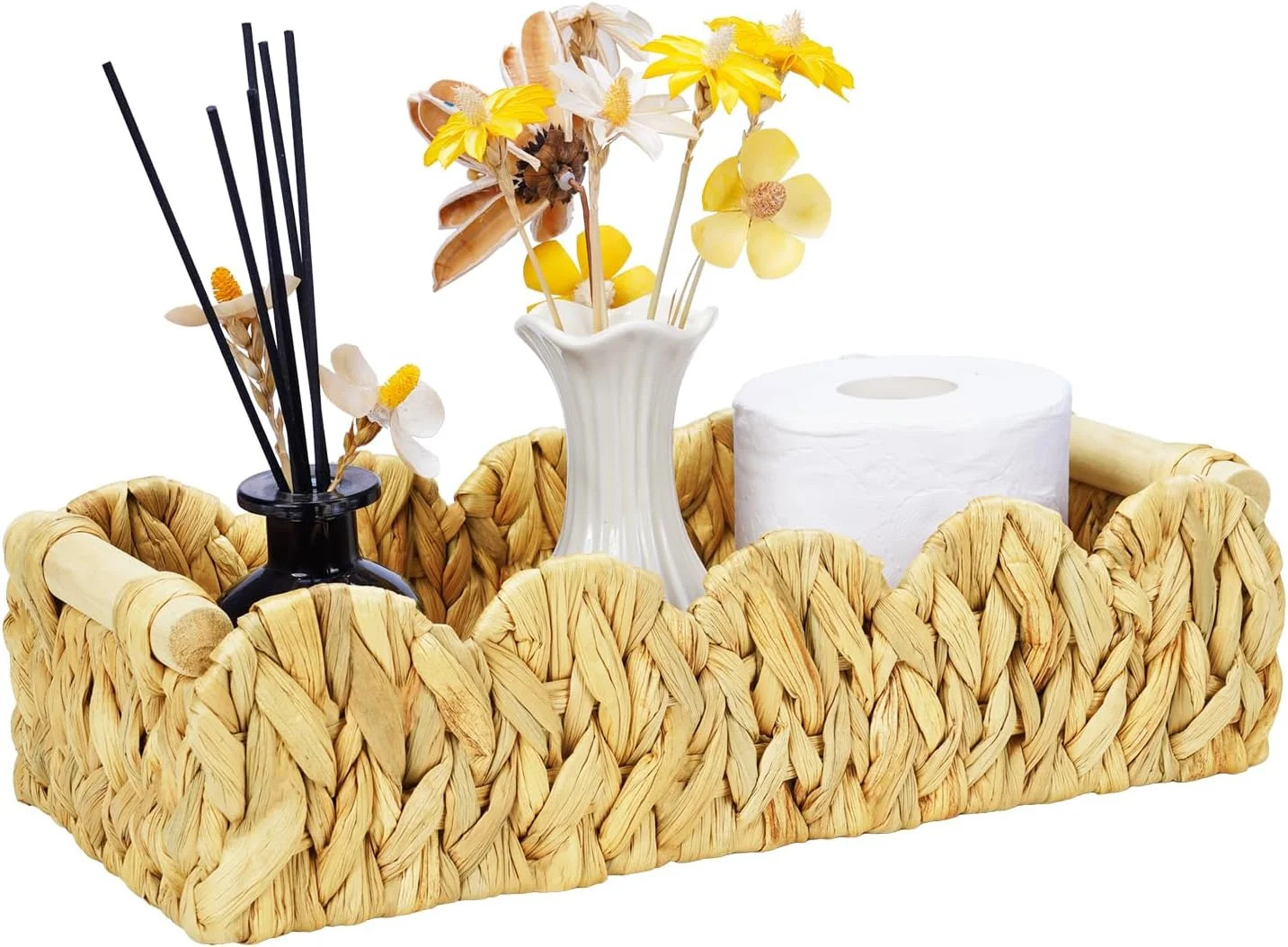 Decorative Toilet Paper Storage Basket, Modern Farmhouse Home Decor Scalloped Ba gallery