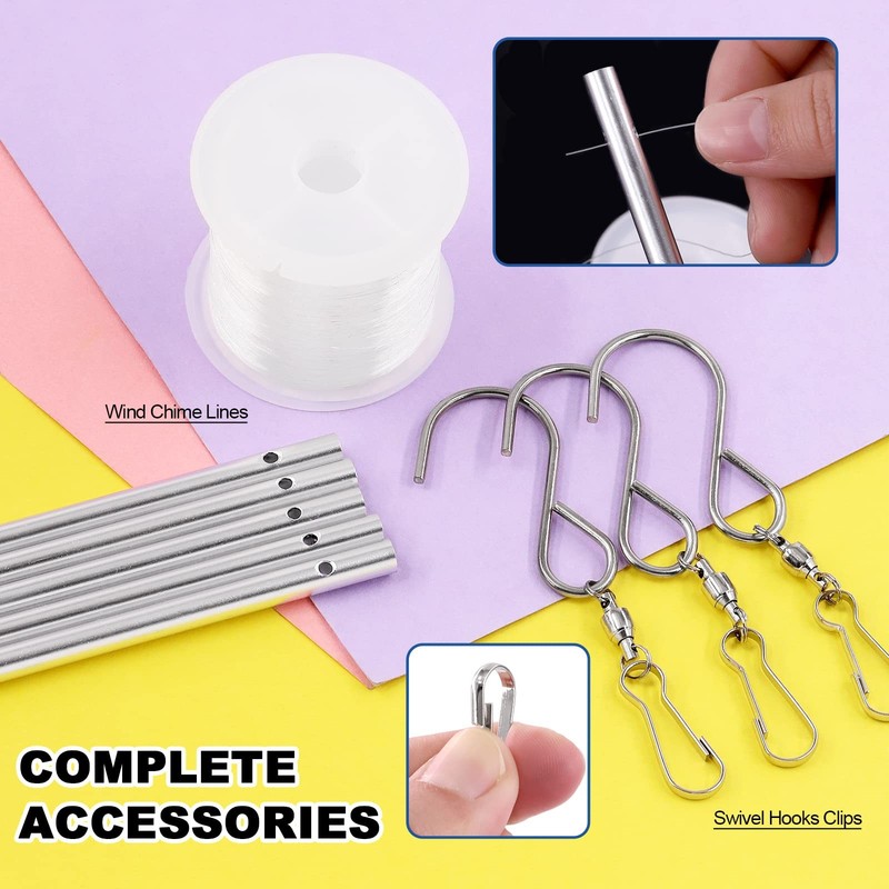 61Pcs Wind Chime Kit Including 50Pcs 11.5cm 10cm 9cm 8cm 7cm Wind Chime Tubes... gallery