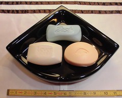 Ceramic *Glossy Black* Large Corner Bath-Shower Soap Dish-Tray-Shelf, New Mint