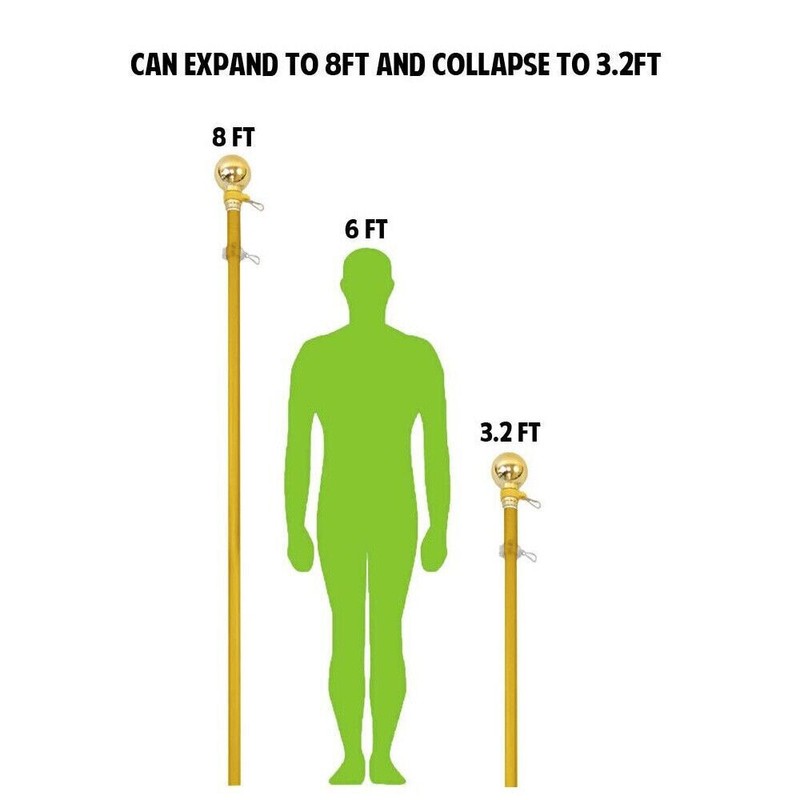 8ft Silver Indoor Flag Pole and Gold Base Kit (Ball Top) PREMIUM gallery