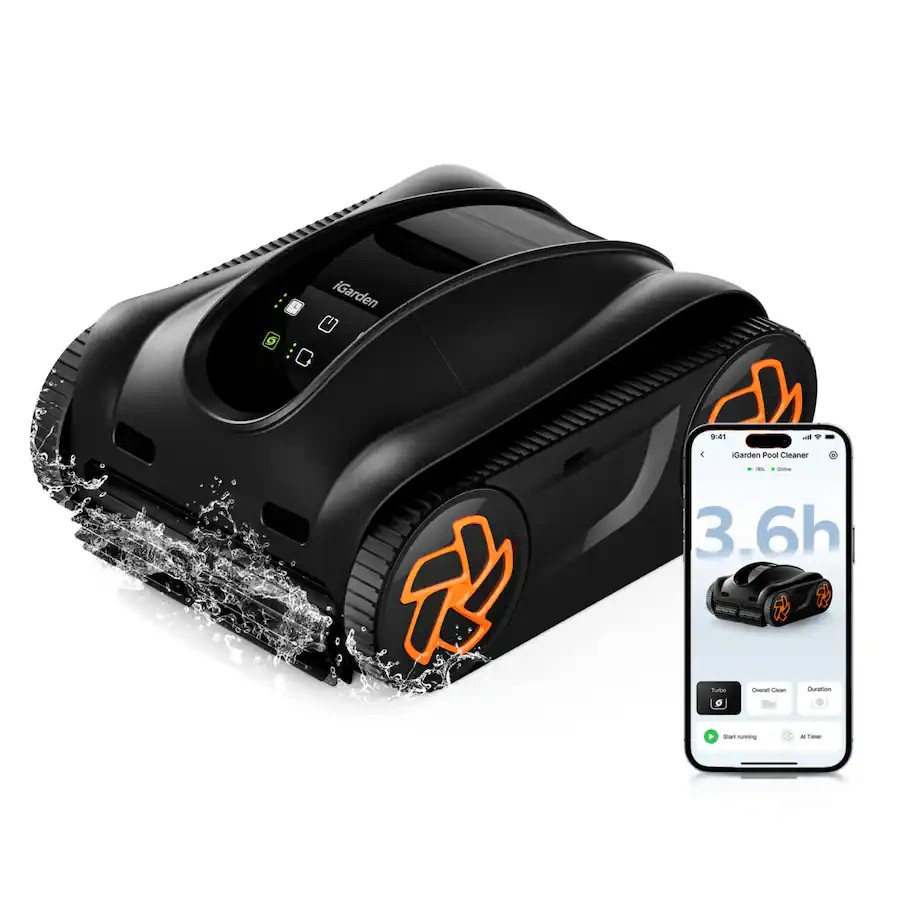 iGARDEN 3.6H Runtime Cordless Robotic Pool Cleaner Wall Climbing Waterline gallery