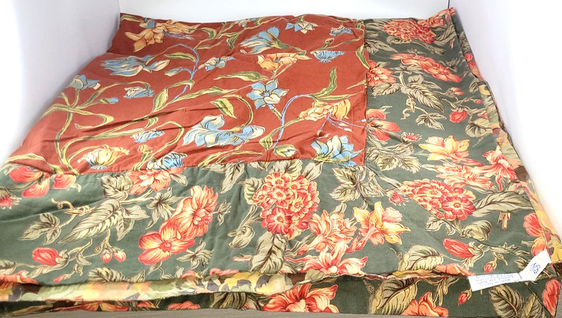 April Cornell Tablecloth Patchwork Floral Reversible Plaid 54x52 Cotton gallery