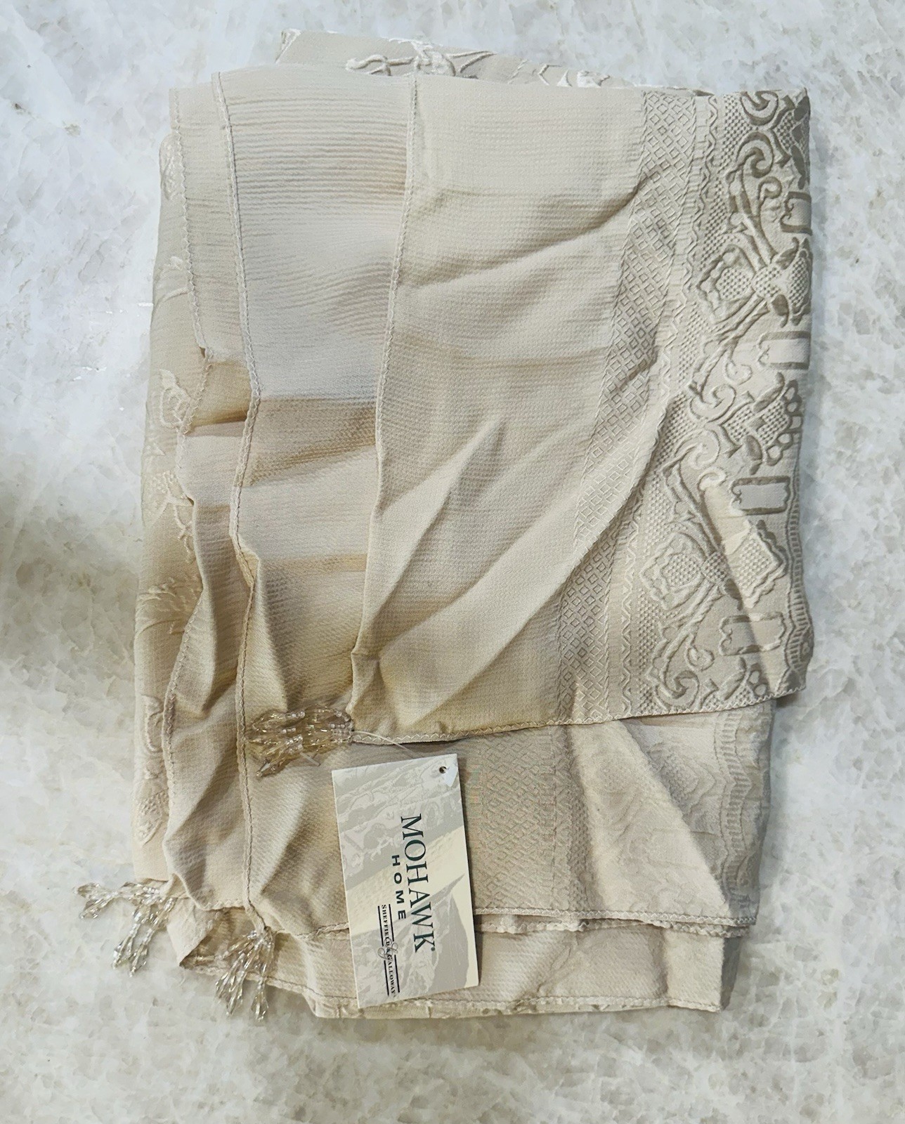 Mohawk Home Sheffield and Galloway 100 Percent Silk Shawl Throw Beige Tassels gallery