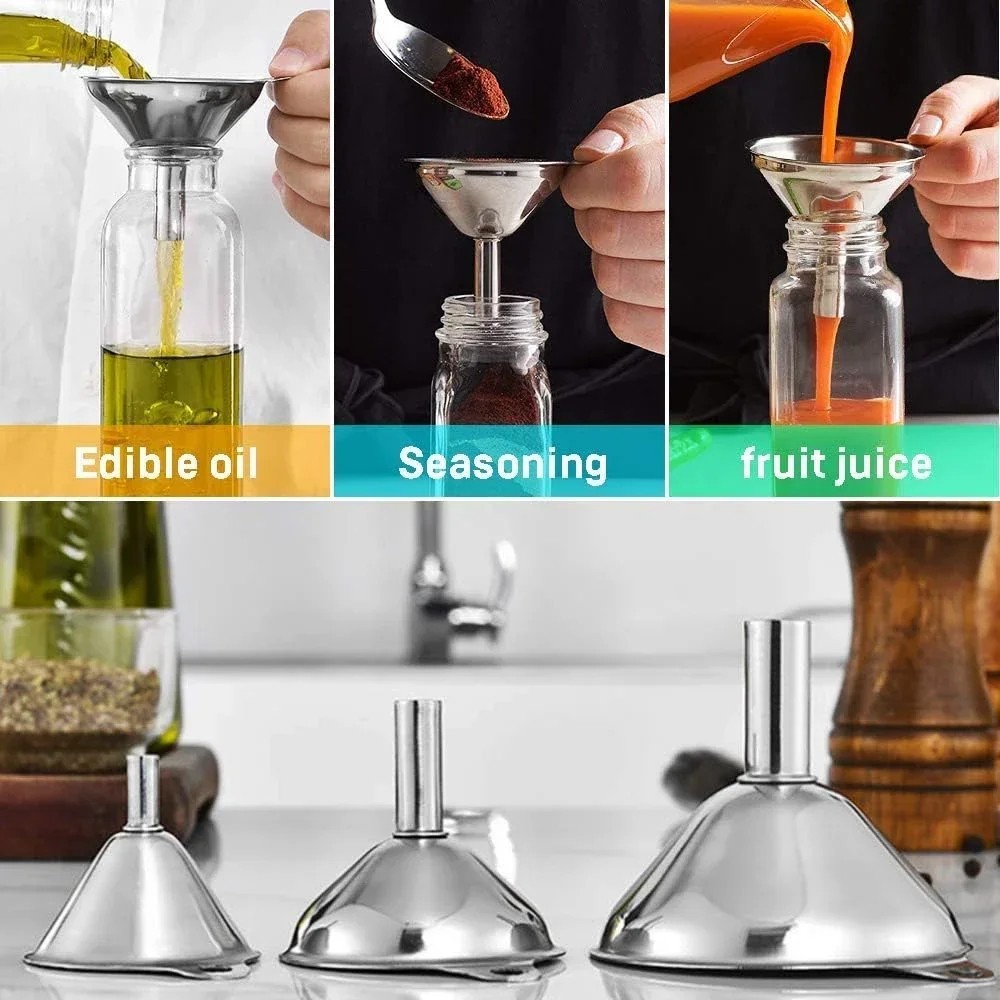 5 Pcs Stainless Steel Kitchen Funnels Set Food Metal Funnels for Filling Small.. gallery