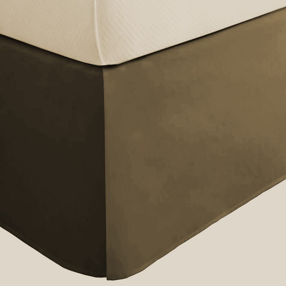 3 Sided Tailored Bed Skirt - Solid Gray 625 TC Egyptian Cotton - Open Corner
