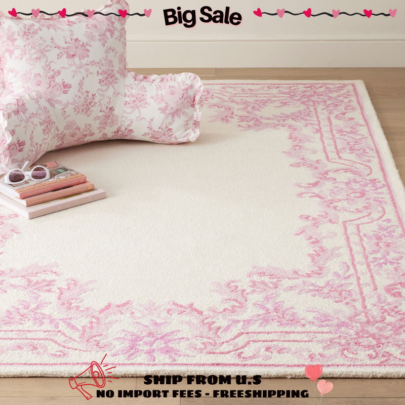 Potterybarn LoveShackFancy Ornate Border Rug Pink 3'x5' gallery