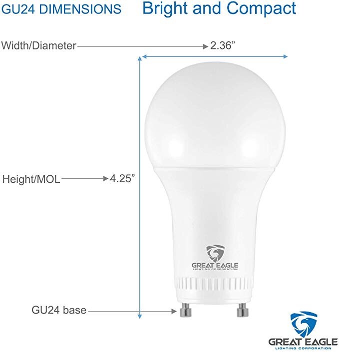 Great Eagle A19 GU24 LED Bulb, Dimmable 60W Replacement, 2700K/3000K/4000K/5000K gallery