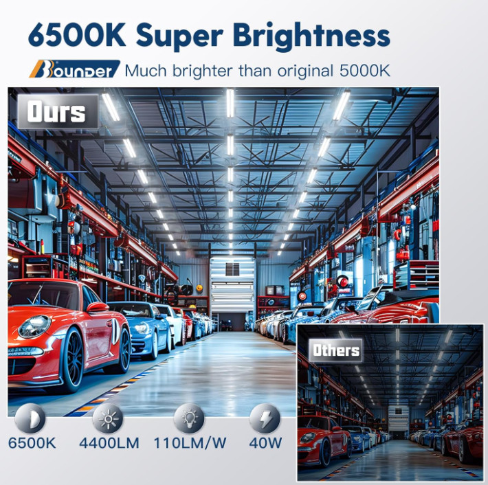 10 Pack 4 FT, 40W, Linkable LED Utility Shop Light, 4400 LM, 6500K for Garage gallery