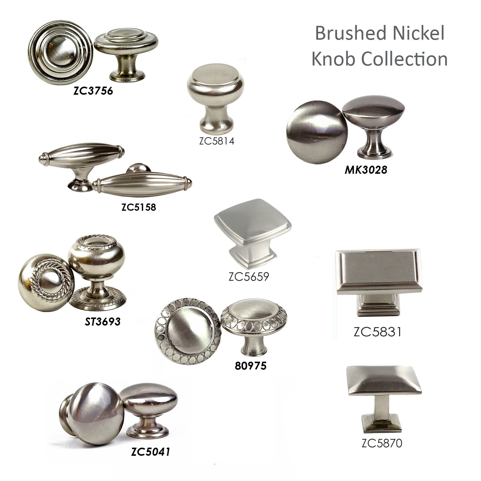 10 Pack Knob Pull Handle Kitchen/Bath Cabinet Hardware Brushed Nickel Collection gallery