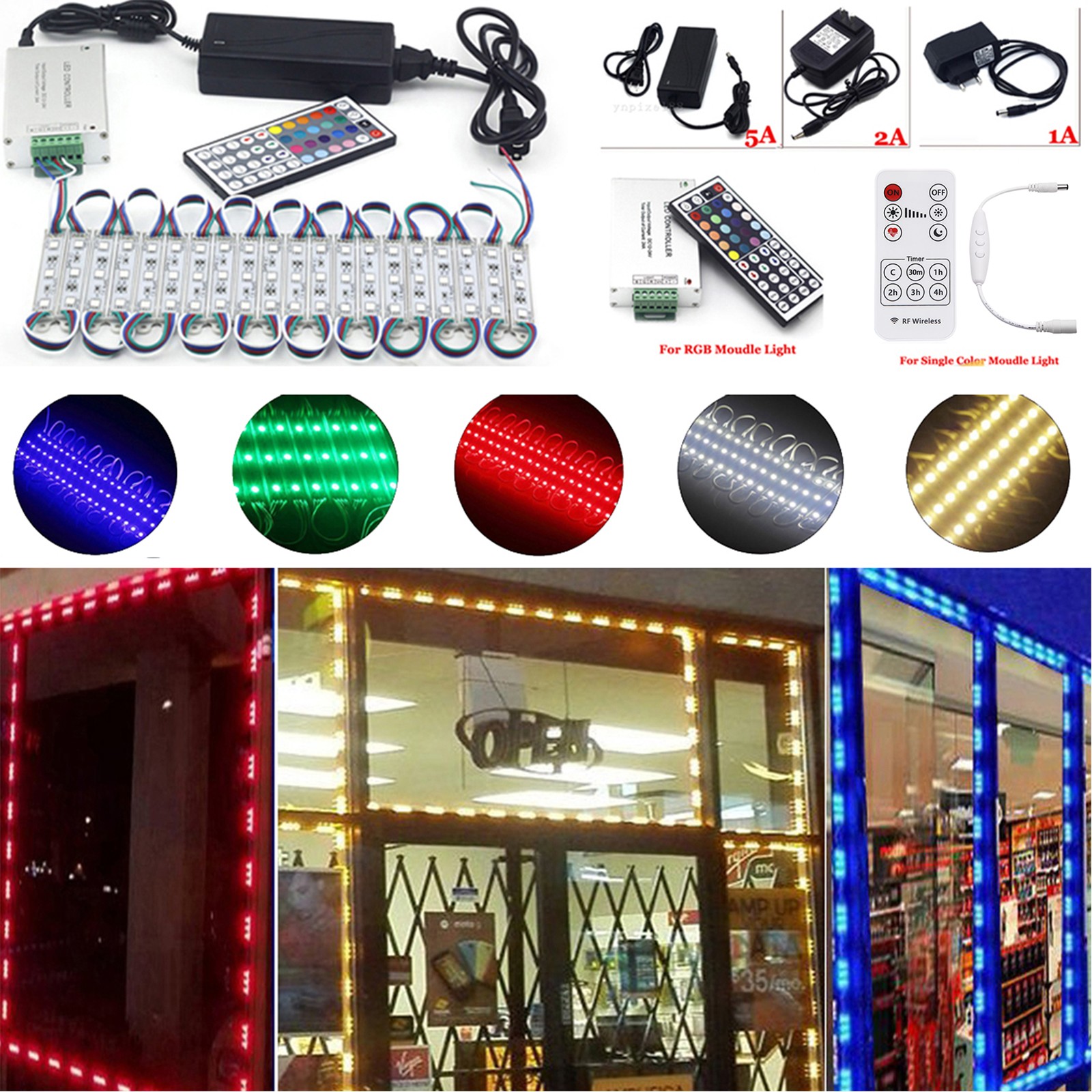SMD 5050 3 6 LEDs Module Light Showcase Window Sign Lamp +Timing Remote + Power gallery