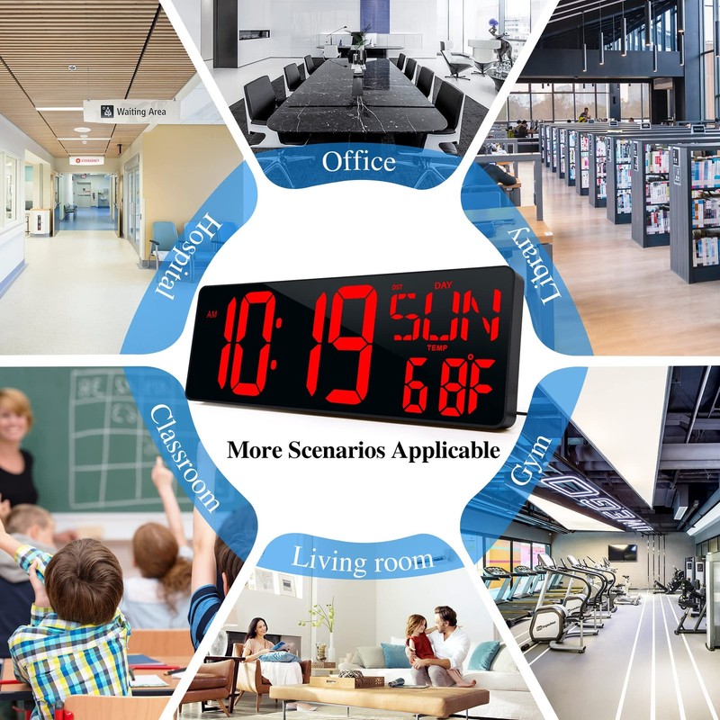 CYMHCHL 17.2" Large Digital Wall Clock Large Display with Remote Control gallery