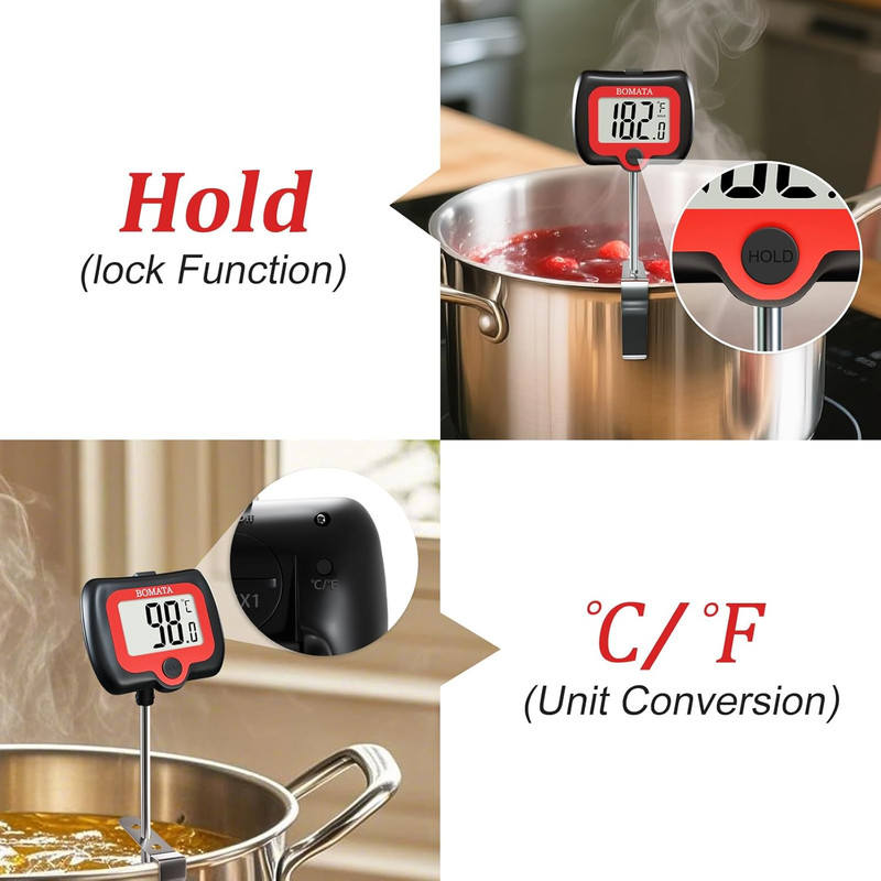 BOMATA Digital Candy Thermometer with Pot Clip, Deep Fry Oil Thermometer with Ro gallery