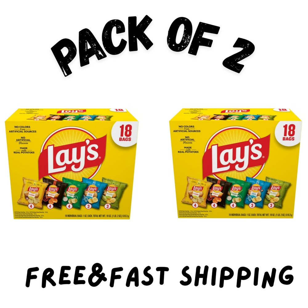 (2 PACK) Lay's Snacks Mix Potato Chips Variety Pack, 1 oz, 18 Count