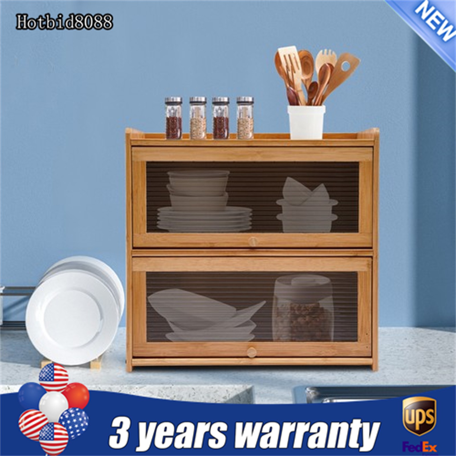 Primary Color 2 Tier Bamboo Storage Cabinet Countertop Storage Cabinet Home gallery
