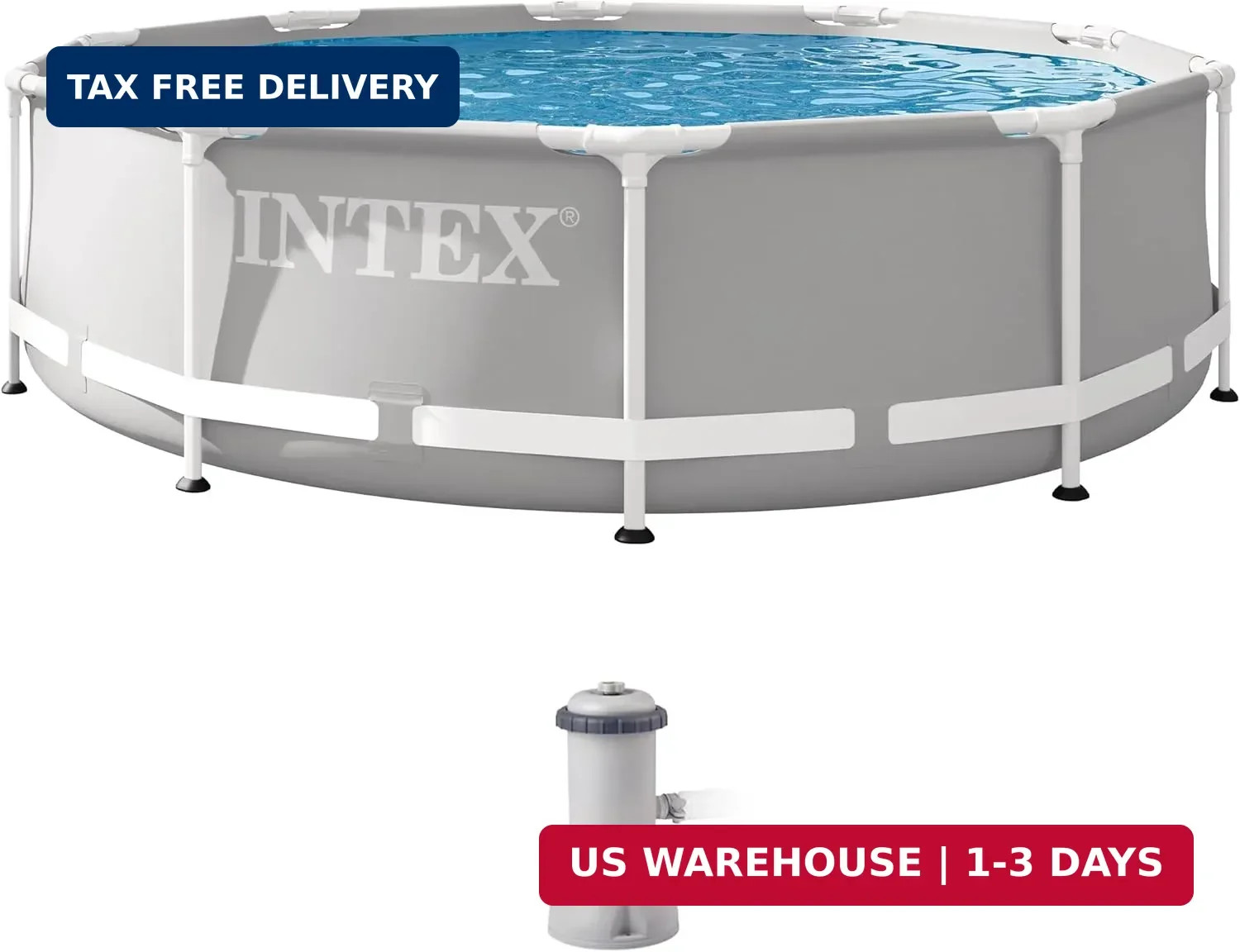 INTEX 26701EH Prism Frame Premium Above Ground Swimming Pool Set: 10ft x 30in - gallery