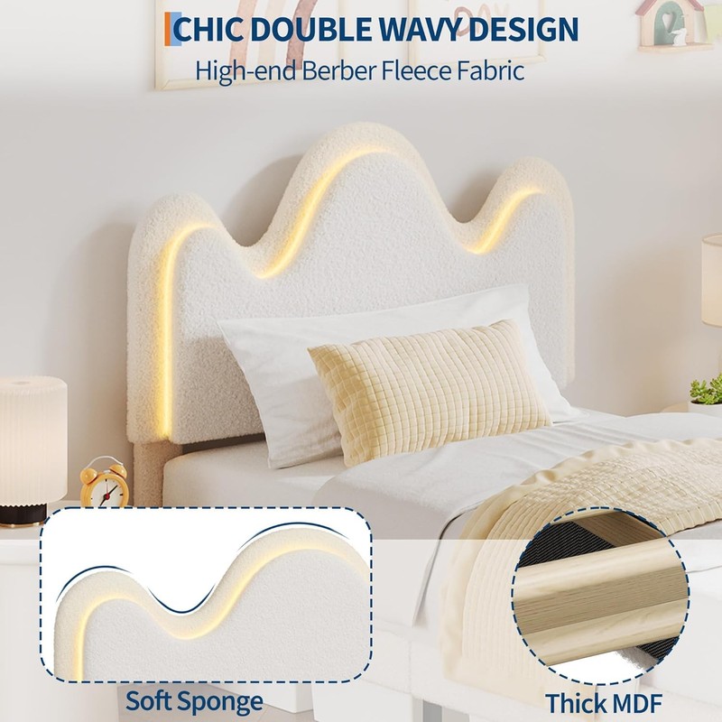 Full/Twin Size Bed Frame with Storage Drawer and LED Headboard for Kids/Girls gallery