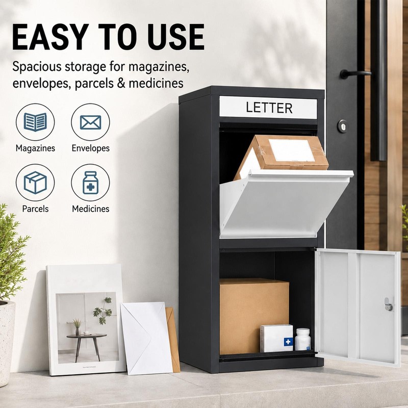 Package Delivery Boxes Galvanized Steel Parcel Mailbox with Key Lock & Hardware gallery