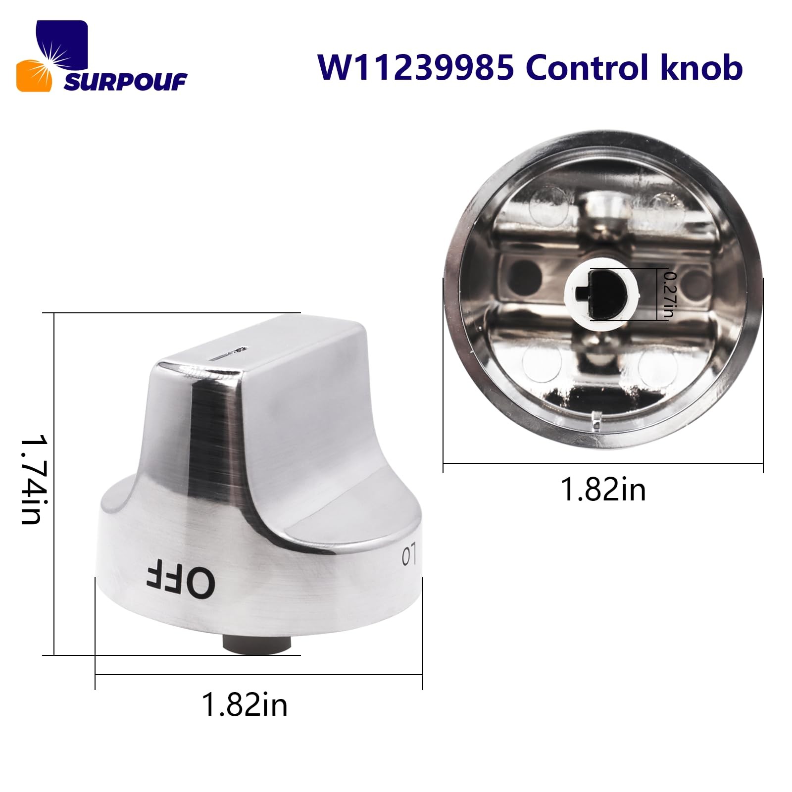 W11239985 Control Knob w10850015 Compatible With Whirlpool Gas Ranges Sliver gallery