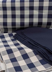 ‘LA Linen’ Navy & White Checkered Tablecloth 60 X 102″ + 10 Navy Napkins USA
