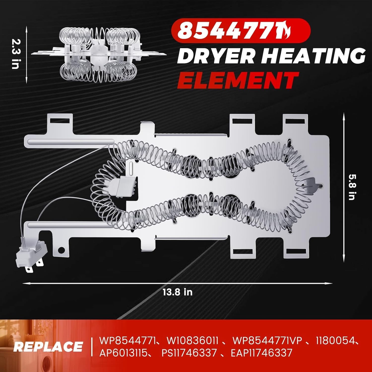 8544771 Dryer Heating Element Fit for Whirlpool Kenmore Maytag 8557403 High... gallery