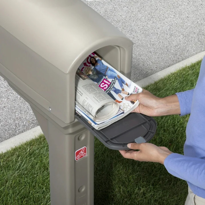 Step2 MailMaster Express Mocha Plastic Double Door Mailbox with Back Access gallery
